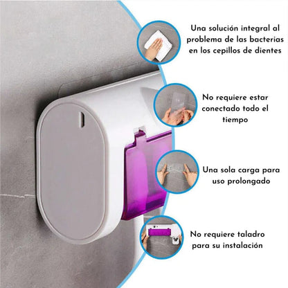 ESTERILIZADOR DE CEPILLOS Y DISPENSADOR DE CREMA DENTAL CON LUZ UV