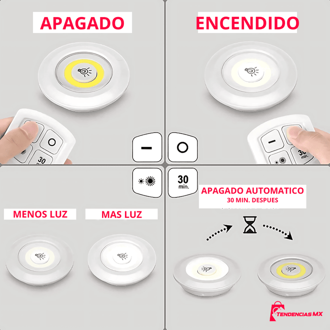 Set 3 Luces Led Control Remoto