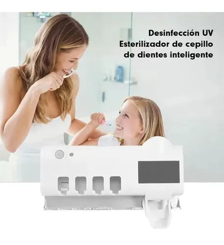 ESTERILIZADOR DE CEPILLOS Y DISPENSADOR DE CREMA DENTAL CON LUZ UV