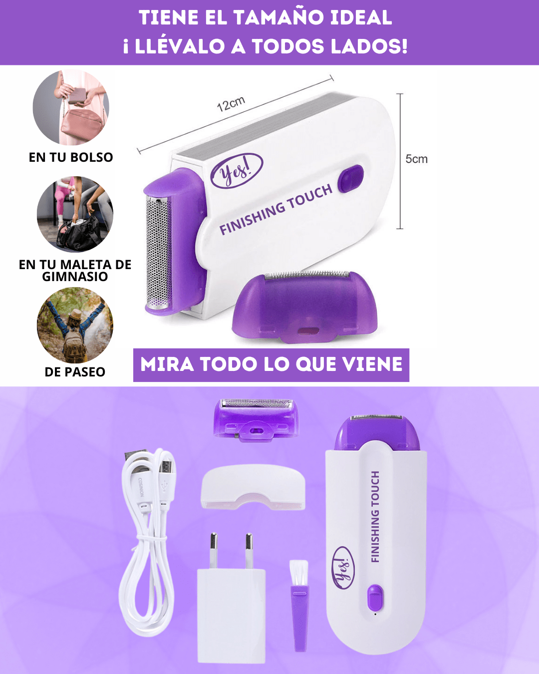 DEPILADORA PORTATIL, PARA UNA DEPILACION SIN DOLOR EN TODAS LAS ZONAS DEL CUERPO