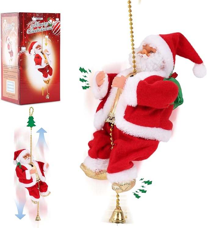 Santa Claus Escalador con Movimiento Real para Decoración Navideña