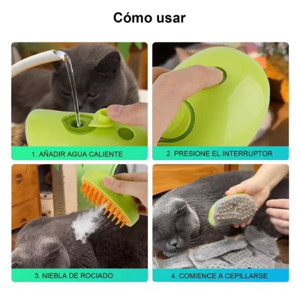 CEPILLO A VAPOR 3 EN 1 PARA UN MEJOR CUIDADO DE TU MASCOTA