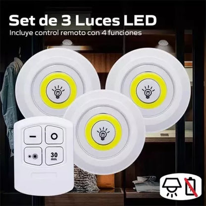 Set 3 Luces Led Control Remoto