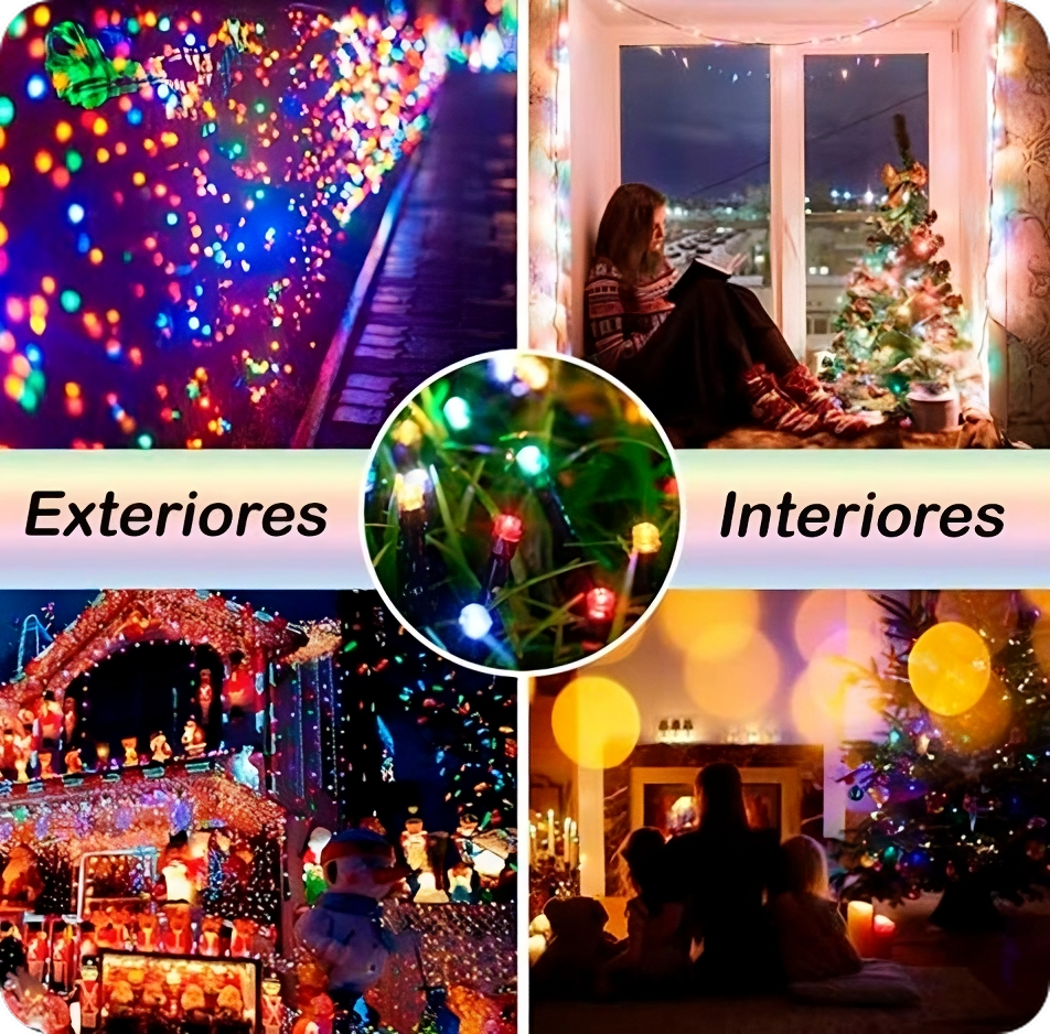 Luces Navideñas con Panel Solar, Para Interiores y Exteriores!