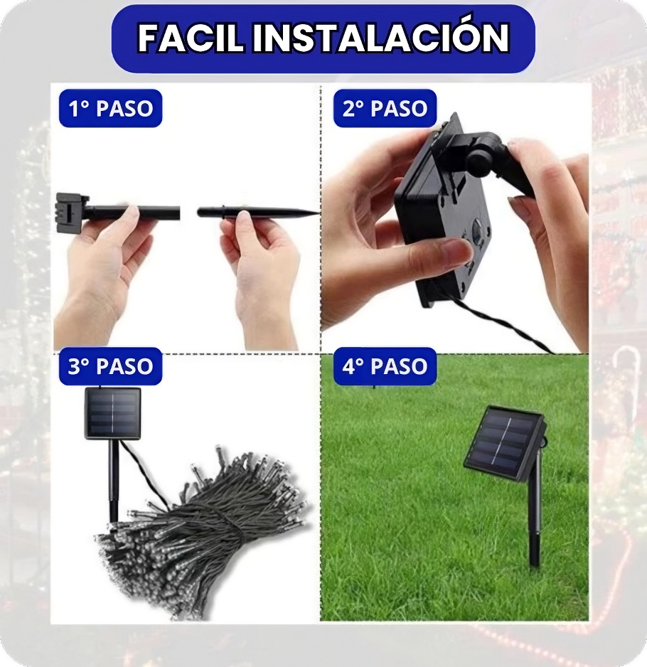 Luces Navideñas con Panel Solar, Para Interiores y Exteriores!