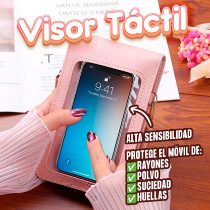 CARTERA DE CUERO CON PORTA CELULAR 3 EN 1