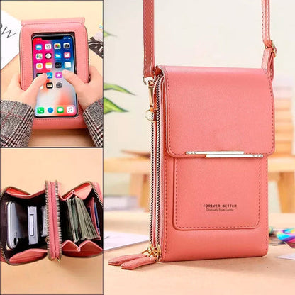 CARTERA DE CUERO CON PORTA CELULAR 3 EN 1